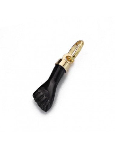 9K COLGANTE ORO AMARILLO MANO MINI TAPON 3 MM NEGRO