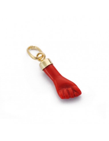 9K COLGANTE ORO AMARILLO MANO MINI TAPON 3 MM ROJO