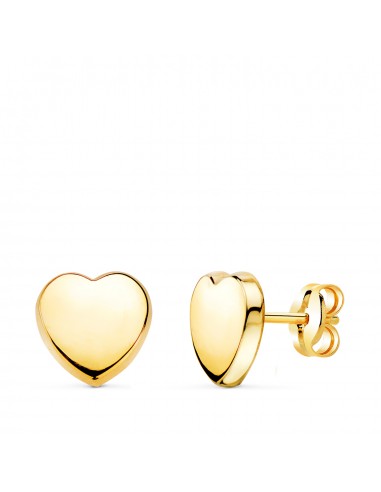 18K PENDIENTES ORO AMARILLO CON CORAZON BRILLO 8X8 MM. CIERRE PRESION