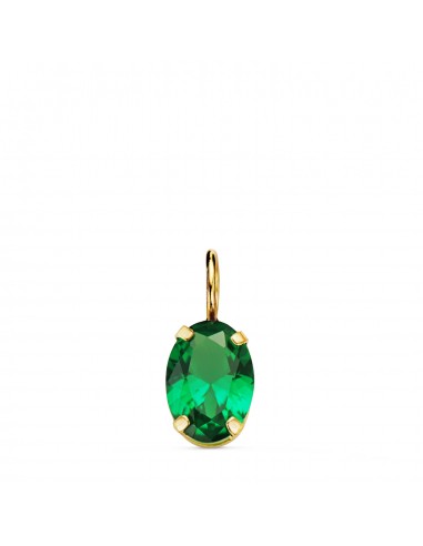 18K COLGANTE ORO AMARILLO OVAL PIEDRA COLOR VERDE 7 X 5 MM.