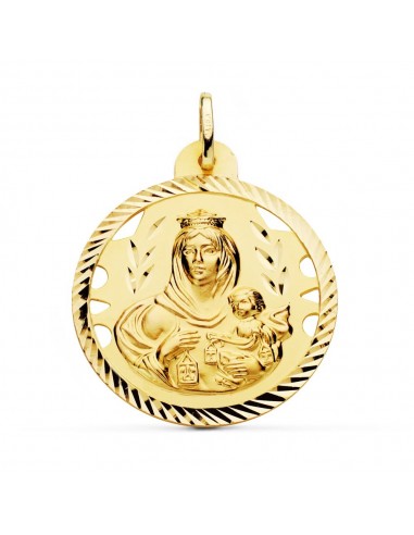 18K MEDALLA VIRGEN DEL CARMEN CALADA HELICE 30 MM