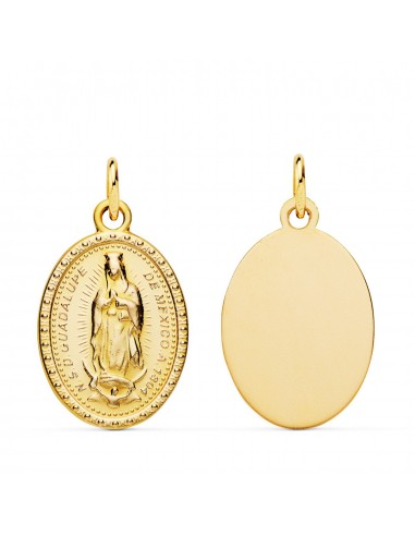 9K MEDALLA ORO AMARILLO VIRGEN DE GUADALUPE OVAL MATIZADDA 18X14 MM