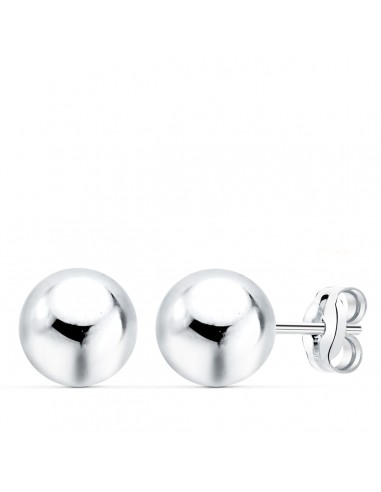 18K PENDIENTES BOLA LISA 6MM PRESION ORO BLANCO