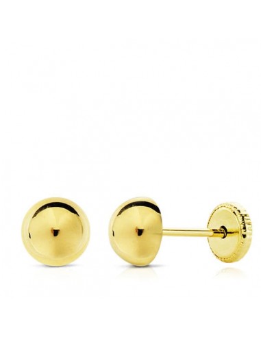 18K PENDIENTES 1/2 BOLA LISA 7 MM TUERCA