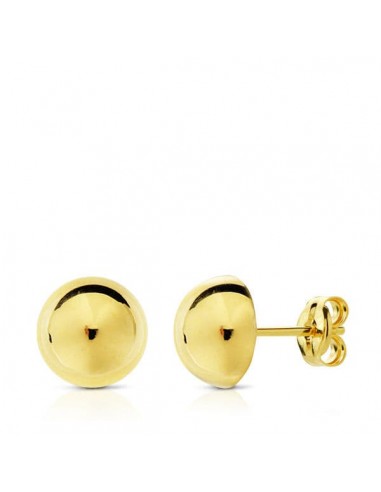 18K PENDIENTES MEDIA BOLA LISA 10 MM PRESION