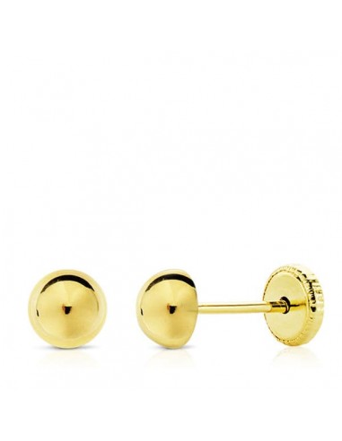 18K PENDIENTES ORO AMARILLO MEDIA BOLA LISA 5 MMTUERCA