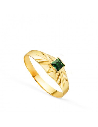 18K SOLITARIO ORO AMARILLO PEQUEÑO BEBE O MEÑIQUE CIRCONITA VERDE CUADRADA 3X3MM