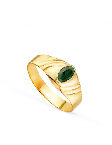 18K SOLITARIO ORO AMARILLO PEQUEÑO BEBE O MEÑIQUE CIRCONITA VERDE OVAL 5X3MM