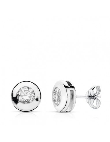 18K PENDIENTES ORO BLANCO  7 MM CIRCONITA PRESION