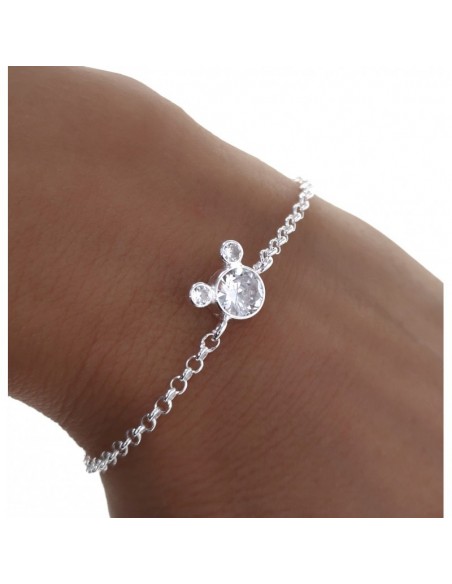 Pulsera Plata Mickey Chatón Cadena Rolo