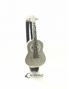Disturbio Culpable tela Pulseras Guitarra "Calasanz" de plata para hombre